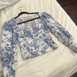 Blue floral Reformation Top